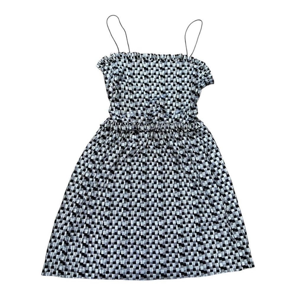 Zara Black & Silver Checkered Mini Dress | NWT | Size Small | Party Evening Glam
